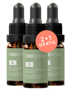Olio di CBD Estratto Naturale PREMIUM 5% ★ 2 + 1 GRATIS